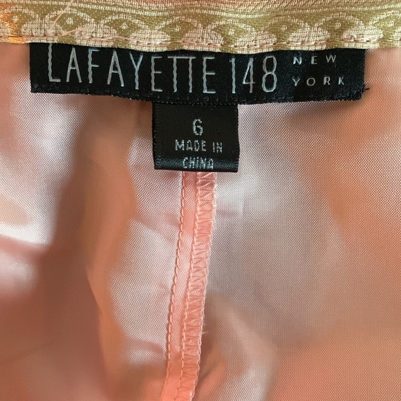 💕🎉 HOST PICK 🎉💕 EUC Lafayette 148 silk blend pink and metallic gold skirt - Picture 8 of 10
